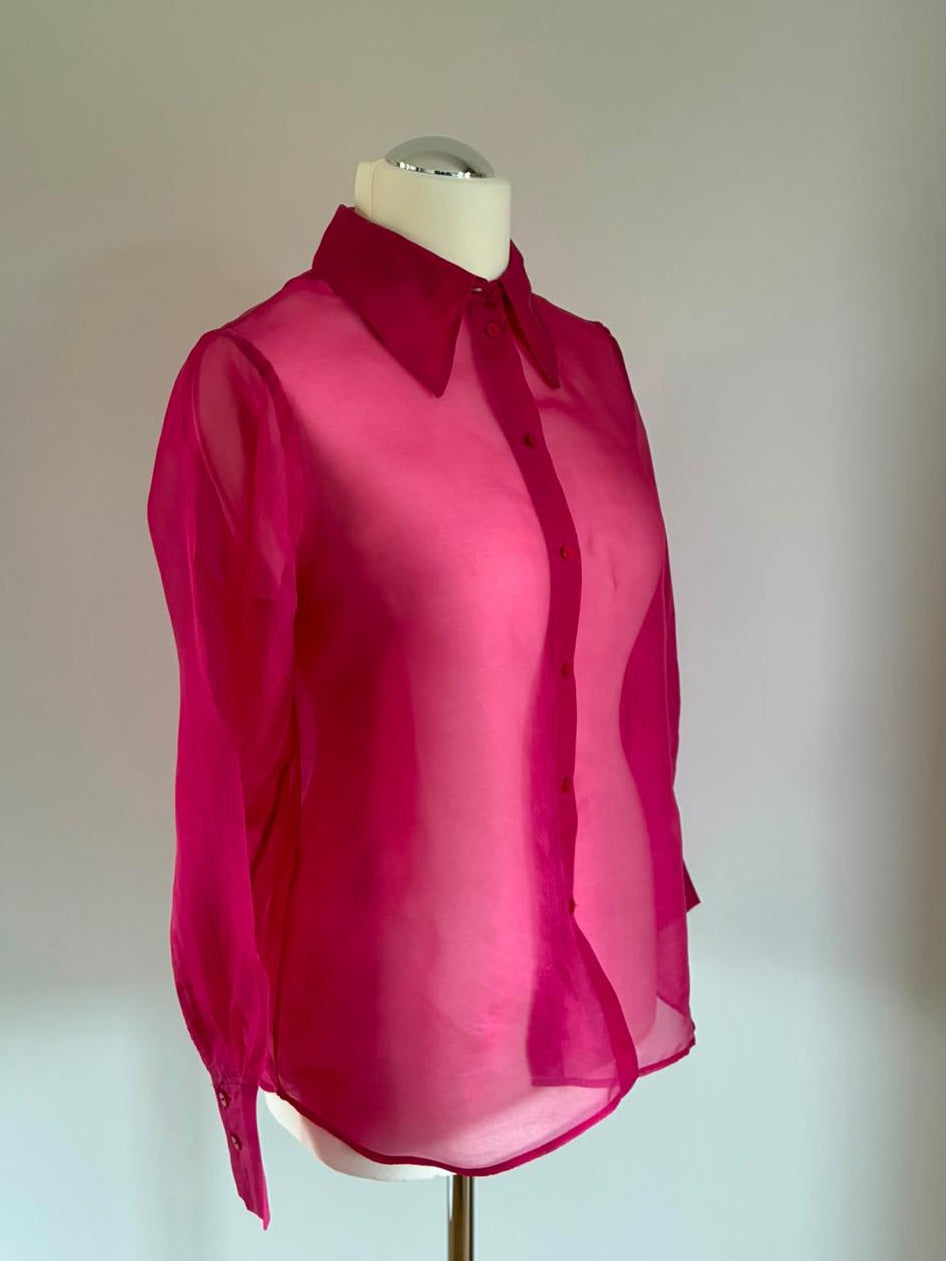 Hallhuber Bluse in Fuchsia, Seitenansicht