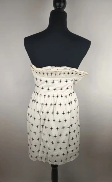 Sessun Sommerkleid Creme-Schwarz, Rückansicht