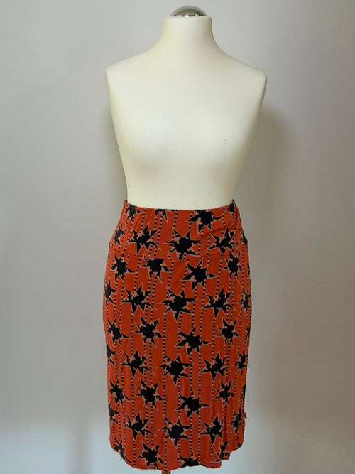 Blutsgeschwister Jerseyrock mit Sternenprint in Orange-Schwarz, Vorderansicht