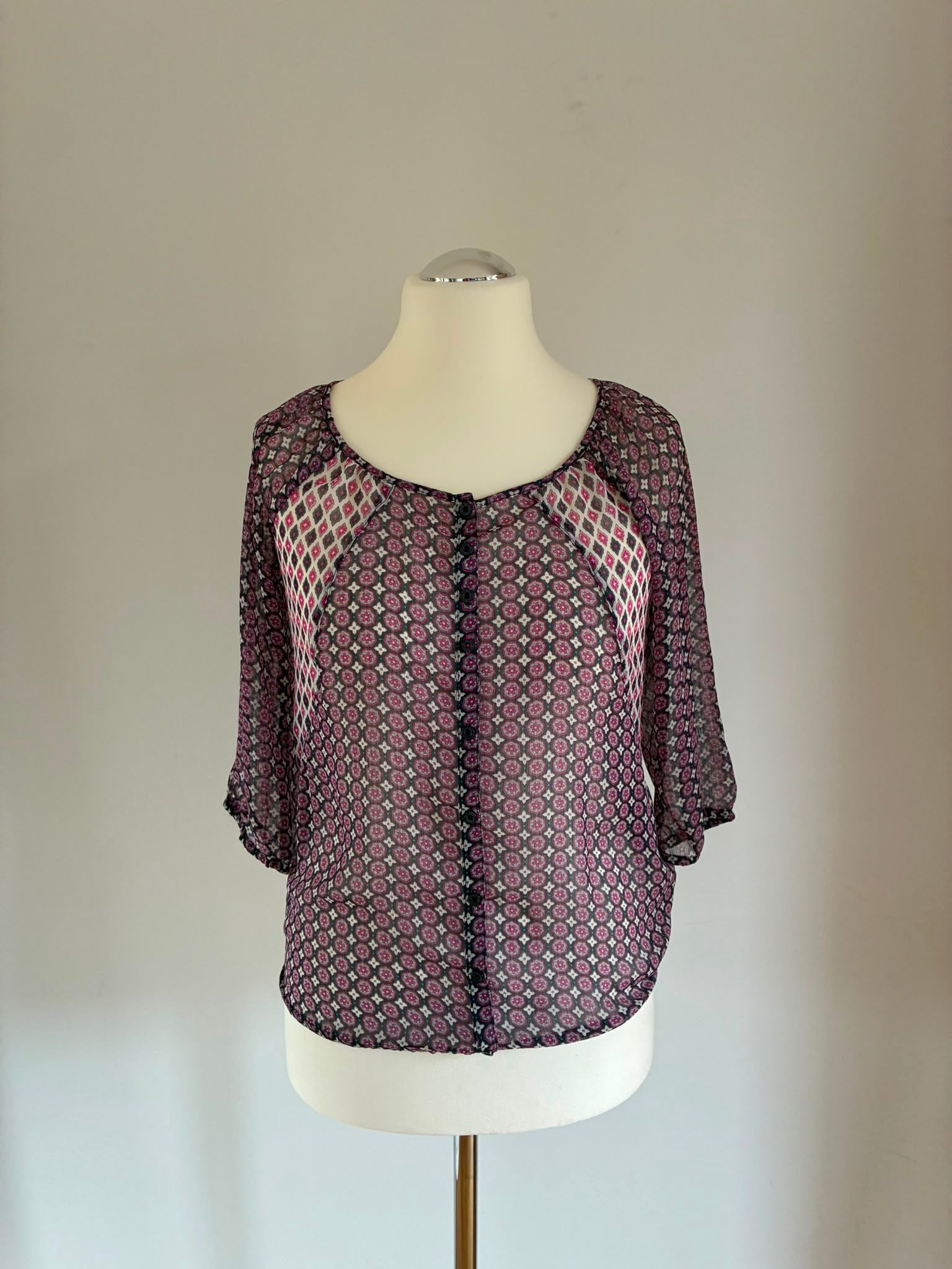 Tom Tailor Bluse mit Mustermix in Dunkelblau-Beere, Vorderansicht