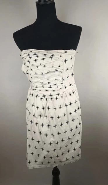 Sessun Sommerkleid Creme-Schwarz, Detailansicht Muster